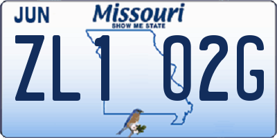 MO license plate ZL1O2G
