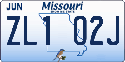 MO license plate ZL1O2J