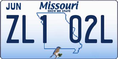 MO license plate ZL1O2L