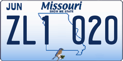 MO license plate ZL1O2O