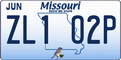 MO license plate ZL1O2P
