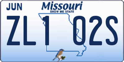 MO license plate ZL1O2S