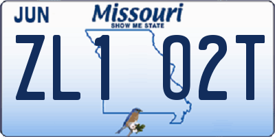 MO license plate ZL1O2T