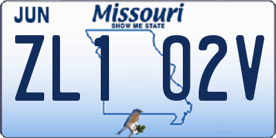 MO license plate ZL1O2V