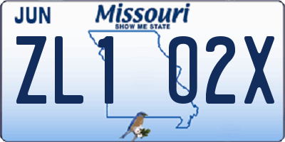 MO license plate ZL1O2X