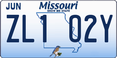 MO license plate ZL1O2Y