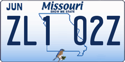 MO license plate ZL1O2Z