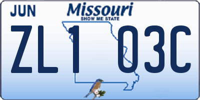 MO license plate ZL1O3C