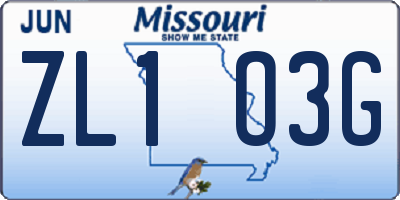 MO license plate ZL1O3G