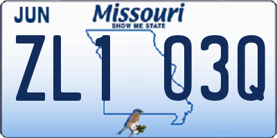 MO license plate ZL1O3Q