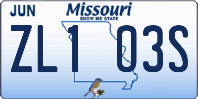 MO license plate ZL1O3S