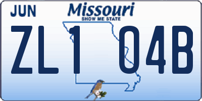 MO license plate ZL1O4B