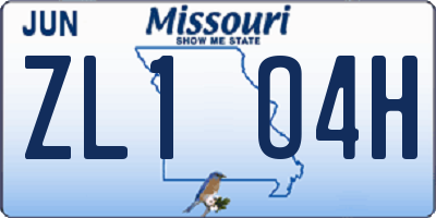 MO license plate ZL1O4H