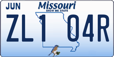 MO license plate ZL1O4R