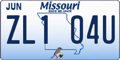 MO license plate ZL1O4U