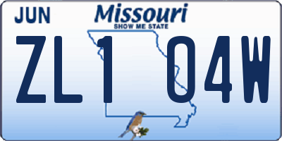 MO license plate ZL1O4W