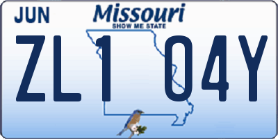 MO license plate ZL1O4Y