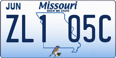 MO license plate ZL1O5C