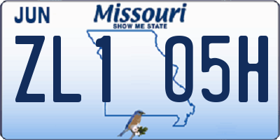 MO license plate ZL1O5H