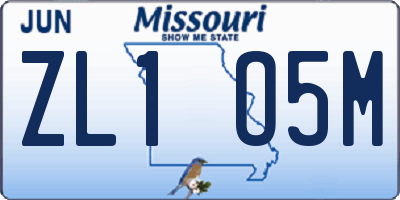 MO license plate ZL1O5M