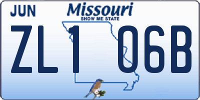 MO license plate ZL1O6B