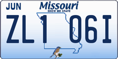 MO license plate ZL1O6I