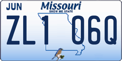 MO license plate ZL1O6Q