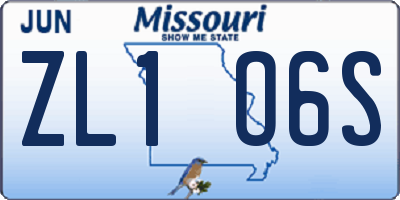 MO license plate ZL1O6S