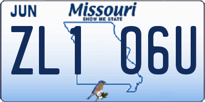 MO license plate ZL1O6U