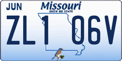 MO license plate ZL1O6V