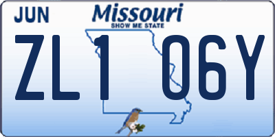 MO license plate ZL1O6Y