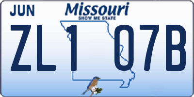 MO license plate ZL1O7B