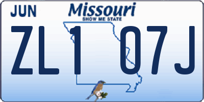 MO license plate ZL1O7J