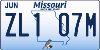 MO license plate ZL1O7M