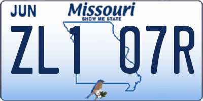 MO license plate ZL1O7R