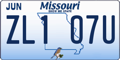 MO license plate ZL1O7U