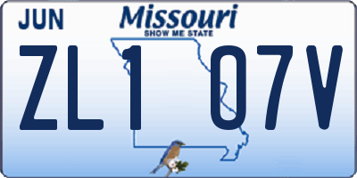 MO license plate ZL1O7V