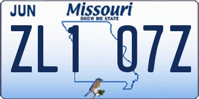 MO license plate ZL1O7Z