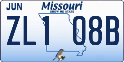 MO license plate ZL1O8B