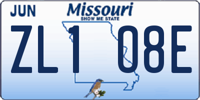 MO license plate ZL1O8E
