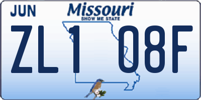 MO license plate ZL1O8F