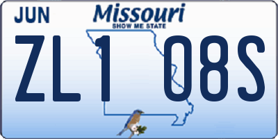 MO license plate ZL1O8S