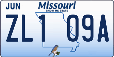 MO license plate ZL1O9A