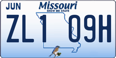 MO license plate ZL1O9H