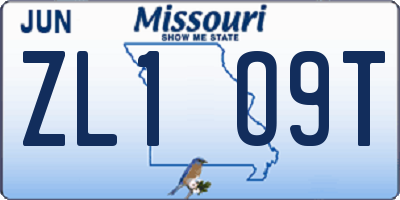 MO license plate ZL1O9T