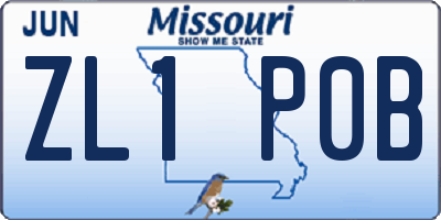 MO license plate ZL1P0B