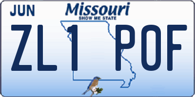 MO license plate ZL1P0F