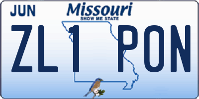 MO license plate ZL1P0N