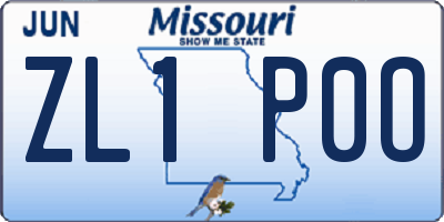 MO license plate ZL1P0O