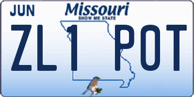 MO license plate ZL1P0T
